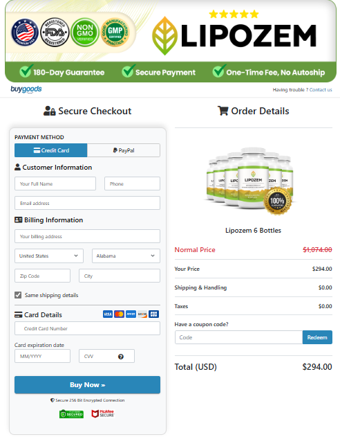 Lipozem Order Page